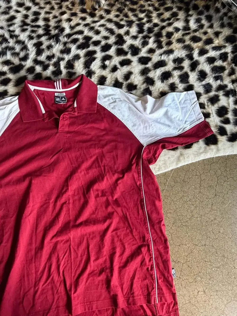 Adidas Climalite Vintage Red and White Short Sleeve Raglan Polo Shirt